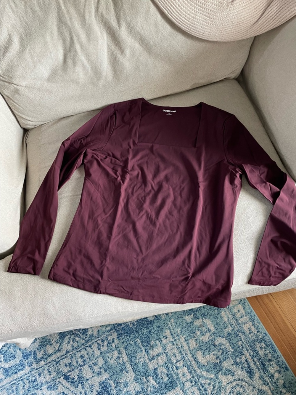 Lands End Square neck l/s Top Sz L NWOT